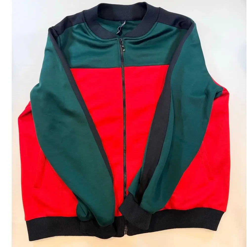 American Bazi Old School Men's Full Zip Bomber Track Jacket Medium Retro Stripe